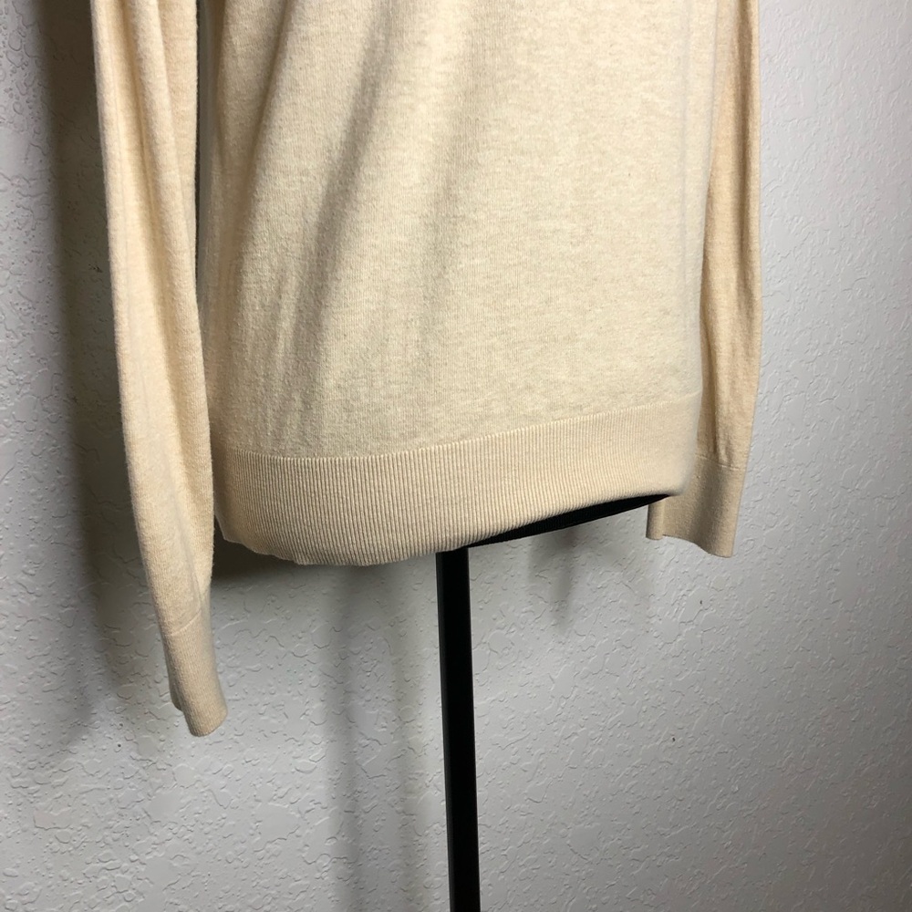 Quince oatmeal cream tan organic cotton cashmere lightweight sweater size Medium - Picture 11 of 14